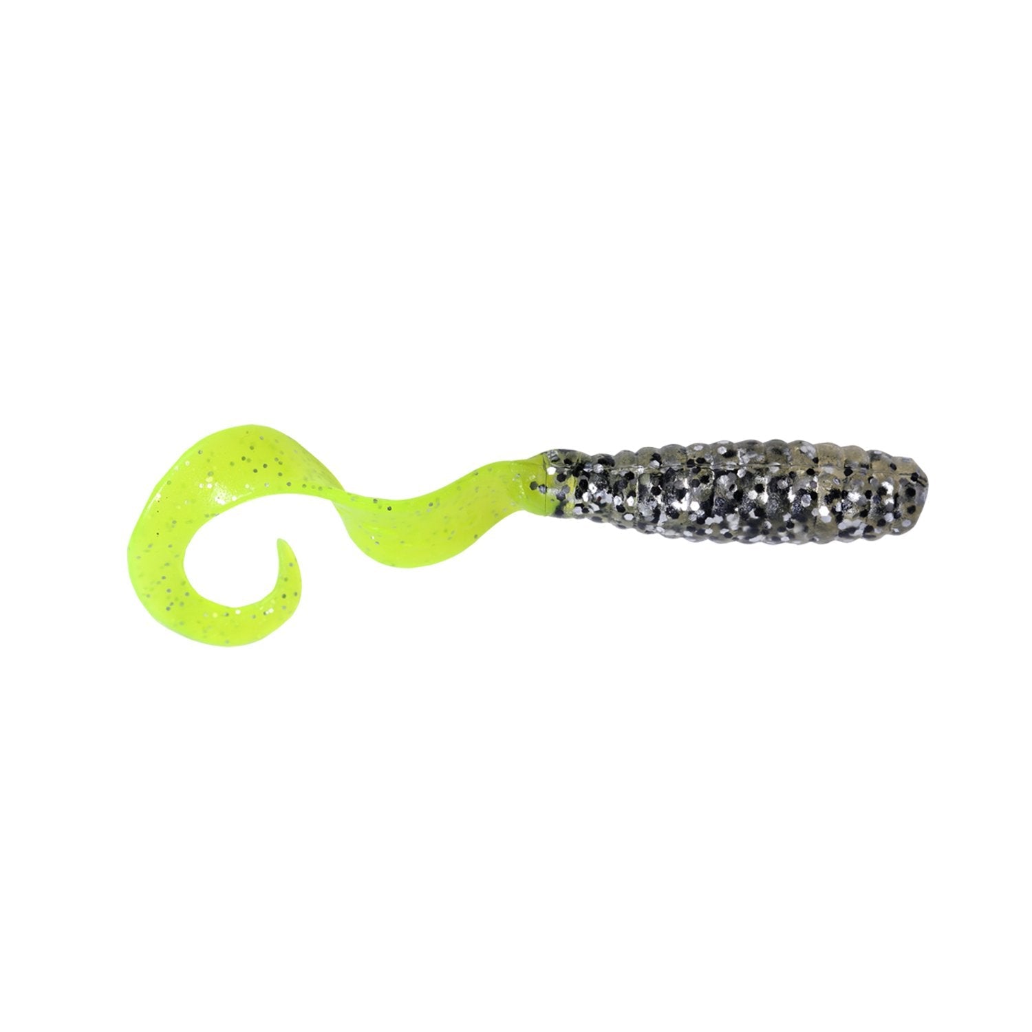 Got-cha 4 inch curtail smoke silver flake chartreuse tail